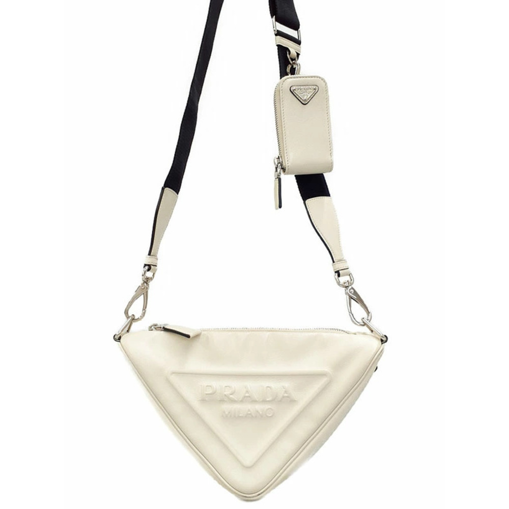 Prada Triangle shoulder bag leather White